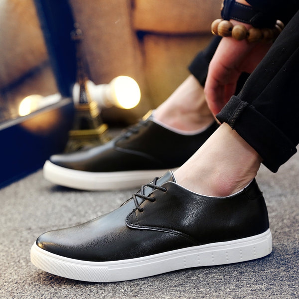 Мъжки пролетни обувки от изкуствена кожа - 6 модела - черни, сиви, бели и кафяви