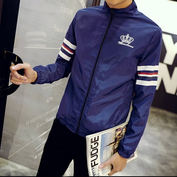 Ανδρικό λεπτό μπουφάν με μακριά μανίκια -  για την άνοιξη και το φθινόπωρο - 4 μοντέλα - άσπρο, μαύρο, κίτρινο και μπλε