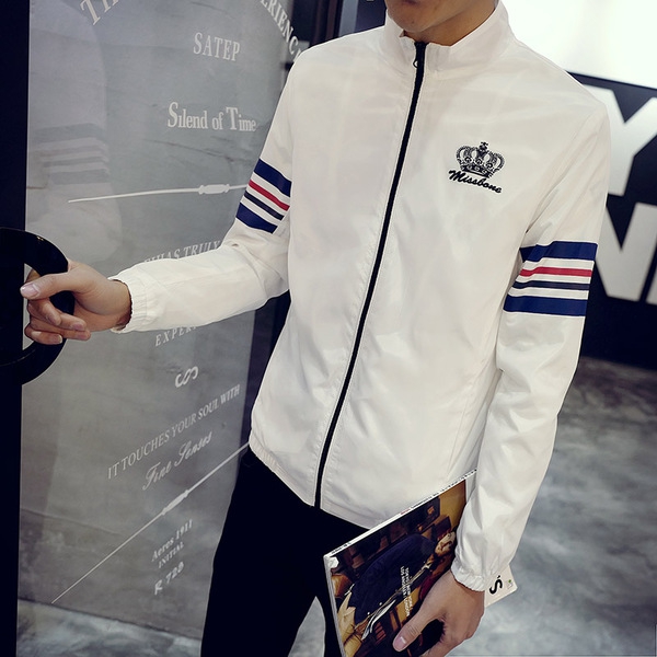 Ανδρικό λεπτό μπουφάν με μακριά μανίκια -  για την άνοιξη και το φθινόπωρο - 4 μοντέλα - άσπρο, μαύρο, κίτρινο και μπλε