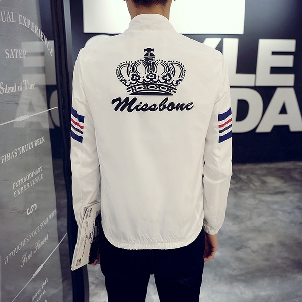 Ανδρικό λεπτό μπουφάν με μακριά μανίκια -  για την άνοιξη και το φθινόπωρο - 4 μοντέλα - άσπρο, μαύρο, κίτρινο και μπλε