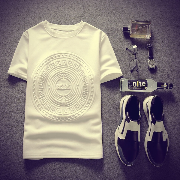 Мъжки летни тениски с къс ръкав в три цвята 