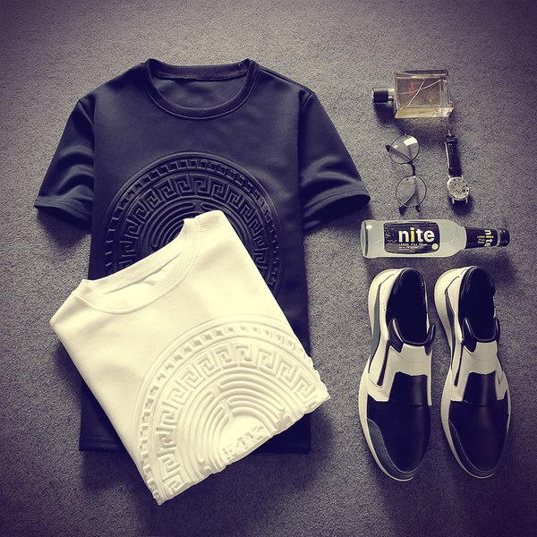 Мъжки летни тениски с къс ръкав в три цвята 