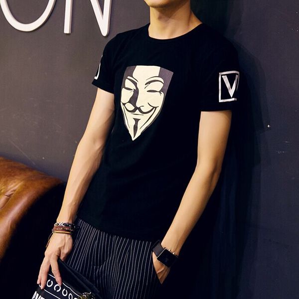 αντρικά πουκάμισα με κοντά μανίκια εικόνα της μάσκας από την ταινία «V for Vendetta»