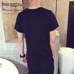 Мъжка черна тениска с къс ръкав с изображение Коте