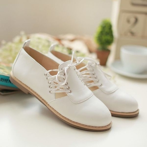 Λευκά casual γυναικεία παπούτσια με κορδέλες