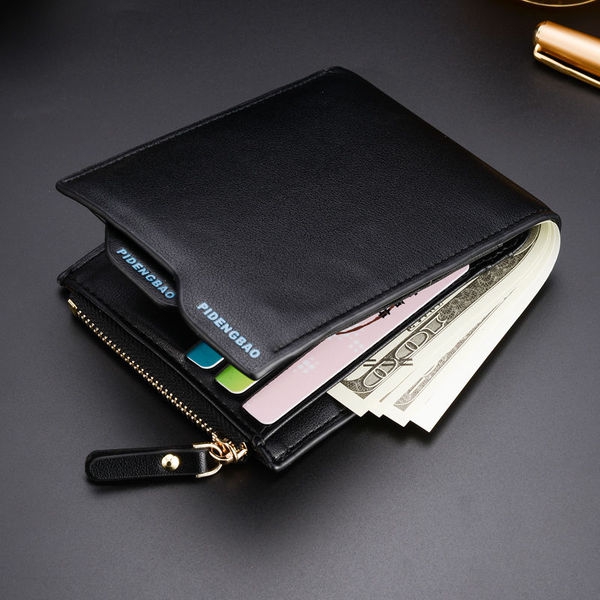 Мъжки портфейл от изкуствена кожа в черен и кафяв цвят - 2 модела