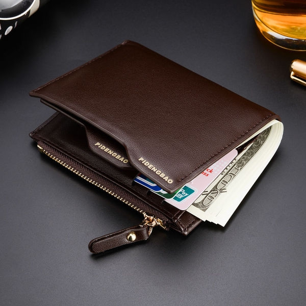 Мъжки портфейл от изкуствена кожа в черен и кафяв цвят - 2 модела