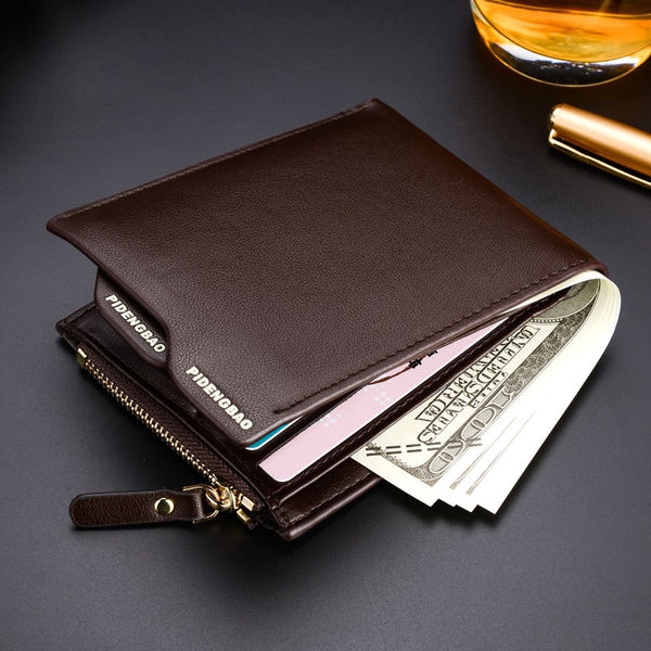 Мъжки портфейл от изкуствена кожа в черен и кафяв цвят - 2 модела