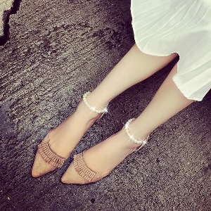 Дамски велурени обувки с перлено закопчаване