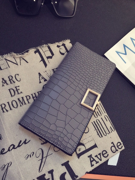 Γυναικείο πορτοφόλι από συνθετικό δέρμα σε γκρι, μαύρο, μπλε, ασημί, χρυσό, φούξια, ροζ και μοβ - 10 μοντέλα