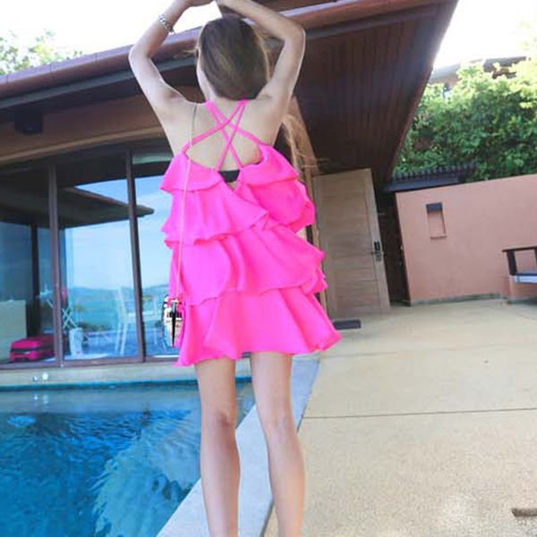 Κυρίες φόρεμα του καλοκαιριού: ροζ, μπλε