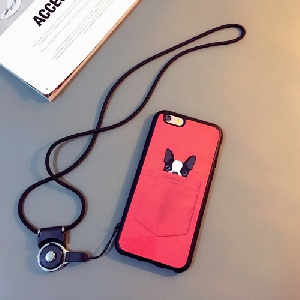 Протектор за телефон със силиконова каишка с изображение на френски булдог подходящ за iPhone6/6S, iPhone6/6S plus и iPhone5/5S 