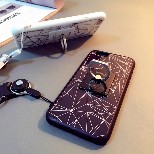 Протектор за телефон с пръстен в бял и черен цвят подходящ за iPhone6/6S, iPhone6/6S plus и iPhone5/5S