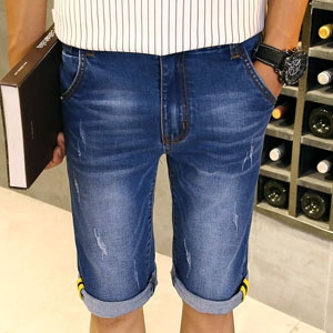 Къси еластични дънкови мъжки панталони  тип слим - 5 модела 