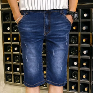 Къси еластични дънкови мъжки панталони  тип слим - 5 модела 