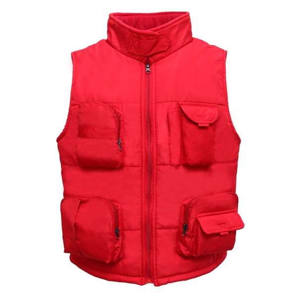 Мъжки елек с четири предни джоба - черен и червен