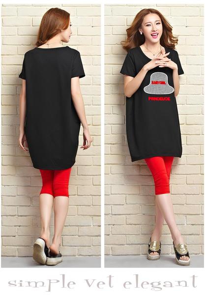 Summer костюм в черно, червено и синьо - широка блуза и клин