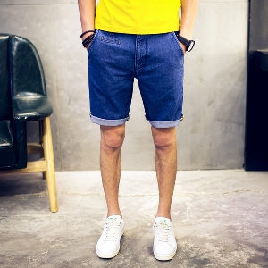 Къси цветни мъжки шорти от деним   -  5 модела