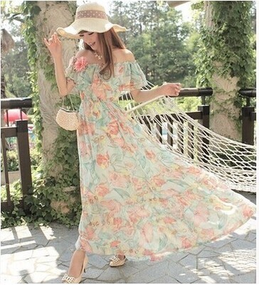 Дамска шифонена рокля на цветя