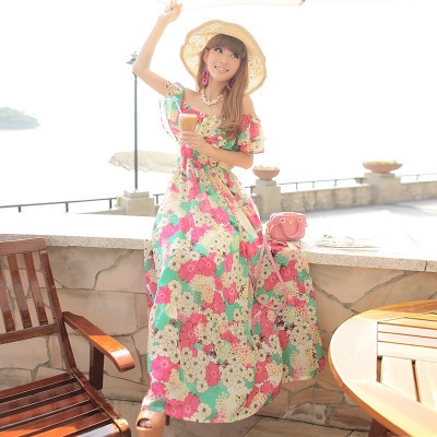 Дамска шифонена рокля на цветя