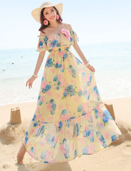 Дамска шифонена рокля на цветя