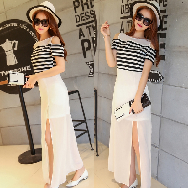 Summer рокля на райе в черно и бяло