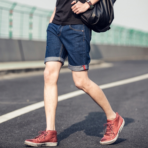 Къси мъжки панталони тип слим изработени от деним - 2 модела 