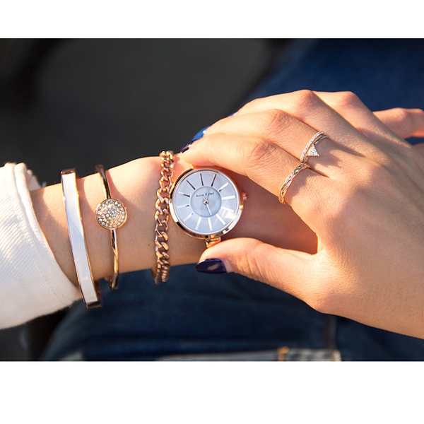 Дамски часовник гривна два цвята