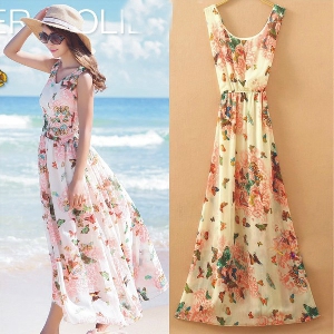 Лятна шифонена рокля за плаж и топлите летни дни