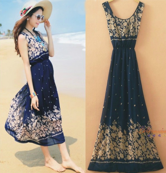 Лятна шифонена рокля за плаж и топлите летни дни
