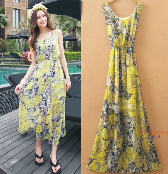 Лятна шифонена рокля за плаж и топлите летни дни