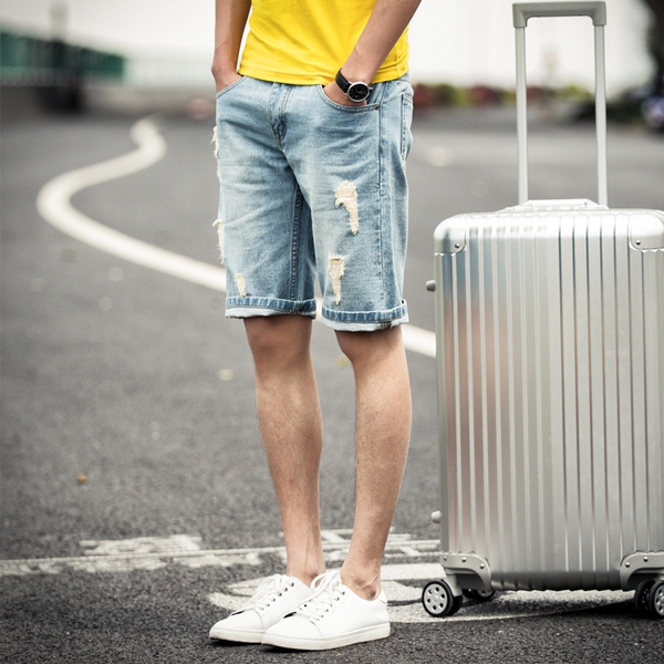 Летни мъжки тънки дънкови  къси панталони - 7 модела 