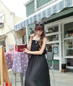 Дамска плажна шифонена рокля в три цвята - бял, черен и лилав