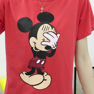 Дамска червена тениска с Мики Маус