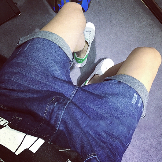 Дънкови мъжки шорти тип слим 