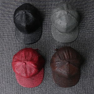 Дамски шапки от изкуствена кожа  в черен,кафяв,сив и черен цвят - 5 модела