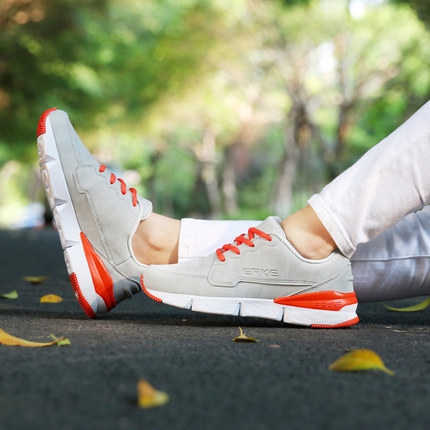 Дамски обувки - розови и сиви - за бягане и спорт от изкуствена кожа