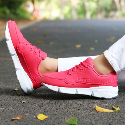 Дамски обувки - розови и сиви - за бягане и спорт от изкуствена кожа