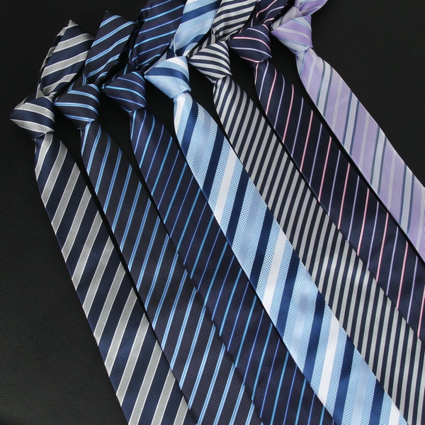 Мъжки вратовръзки с тънки ивици и плътни цветове - 18 модела 