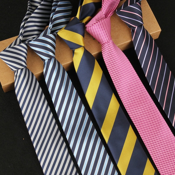 Мъжки вратовръзки с тънки ивици и плътни цветове - 18 модела 