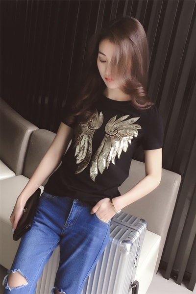 Μπλούζες με εκτύπωση - WINGS σε μαύρο και άσπρο