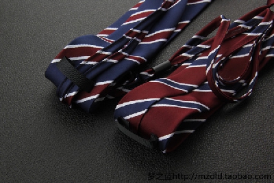 Раирани мъжки  вратовръзки с ластик в син и червен цвят 