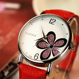Дамски кварцов часовник червен цвят