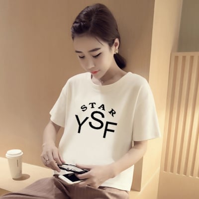 λευκό T-shirt Γυναίκες με κοντά μανίκια