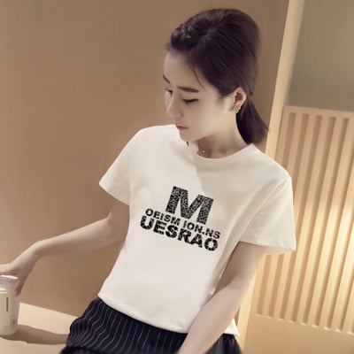 λευκό T-shirt Γυναίκες με κοντά μανίκια