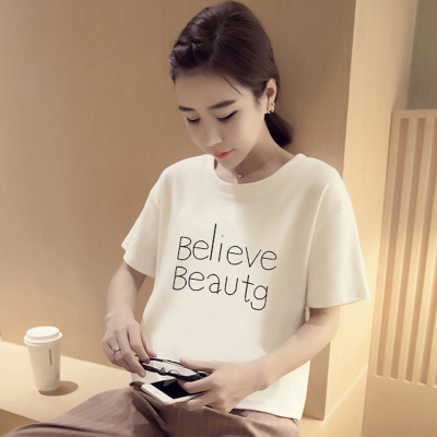 λευκό T-shirt Γυναίκες με κοντά μανίκια