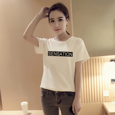 λευκό T-shirt Γυναίκες με κοντά μανίκια