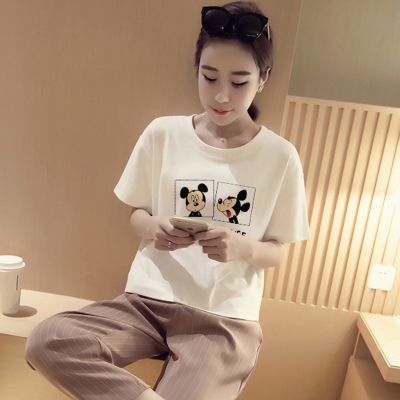 λευκό T-shirt Γυναίκες με κοντά μανίκια