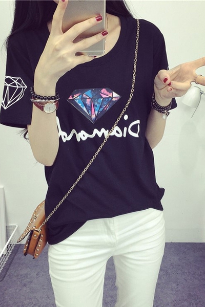 Λεπτό καλοκαίρι T-shirt για νεαρές κυρίες σε διάφορα χρώματα