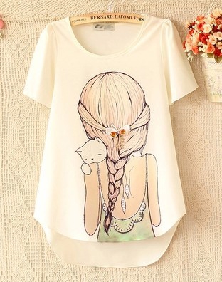 Οι γυναίκες σιφόν κορίτσι πουκάμισο με λευκό